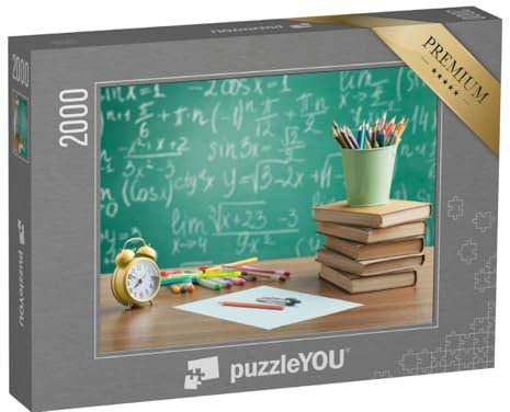 puzzleYOU: Puzzle 2000 Teile „Schulbank mit grüner Tafel“