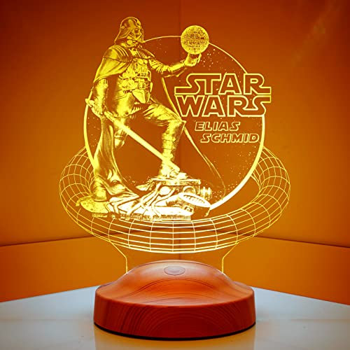 Star Wars Dart Vader Lampe Personalisierte Geschenke mit Gravur 3D Led Lampe Wunschtext Schlummerlicht Farbwechsel Dekor Lampe