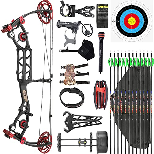 wolfman Compoundbogen Set Erwachsene IBO 380FPS Bogenschießen Stahlkugel Dual Use Jagd Bogen Schießen Wettbewerb Bogen für die Jagd Bogenschießen Links und Rechtshänder (45-65lb, Rot Bogenset)