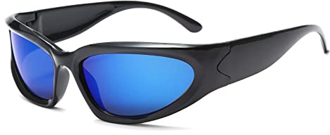 Long Keeper Gafas de Sol Deportivas para Niñas y Niños, Y2K Retro Gafas de Sol Niño Ovaladas Envolventes de Moda, Una Talla con Estuche para Gafas