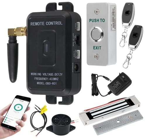 QTTYELOK WiFi Tuya APP Sistema di Controllo di Accesso Kit Senza Fili Telecomando Sblocca Cancello Apriporta + 180KG/350lbs Serratura Magnetica Elettrica + Pulsante di Uscita