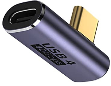 CY 40Gbps USB4 Type C Male to Female Low Profile Right Angled 100W Power Data 8K Video Adapter for USB4.0