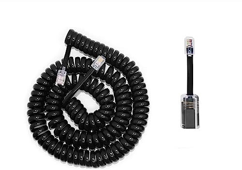 Qingriver 3m Telefonhörer-Kabel-Entwirrer Festnetz-Hörer-Kabel-Kabel Aufgerollt Und 1er Pack Festnetzanschluss Telefon Hörer-Kabel -Schwarz