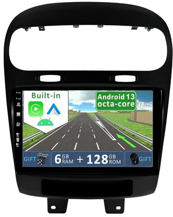 YUNTX [6GB+128GB] Android 13 Autoradio für FIAT Freemont/Dodge Journey(2012-2016)-[Integriertes CarPlay/Android Auto/DSP/GPS]-9” IPS 2.5D-CAM+MIC-DAB/Mirror Link/Bluetooth 5.0/360 Kamera