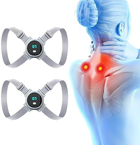 ultraschall nackenmassagegerät, 2 Stücke Ferninfrarot-Körperformungsmassagegerät Tragbares Nackenentlastung Ultraschall Lymphdrüse Intelligenter Buckel-Korrekturgürtel zur Körperkorrektur