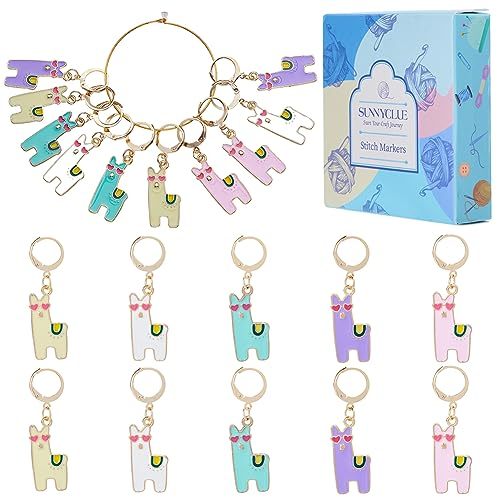 SUNNYCLUE 1 Box 20 Stück Häkel Strickmarkierer Maschenmarkierer Stricken Alpaka Niedliche Tiere Verriegelbare Maschenmarkierer Charm Häkel Strickmarker Zum Stricken Weben Nähen Handarbeiten Heimwerke