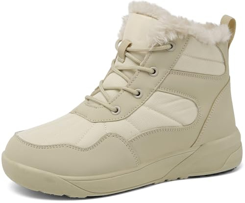 ChayChax Vintersnöstövlar för kvinnor med pälsfodrade lätta ankelstövlar halkfria bekväma varma vinterskor, BEIgE, 38 EU