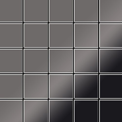 Mosaik Fliese massiv Metall Titan hochglänzend in dunkelgrau 1,6mm stark ALLOY Century-Ti-SM 0,5 m2