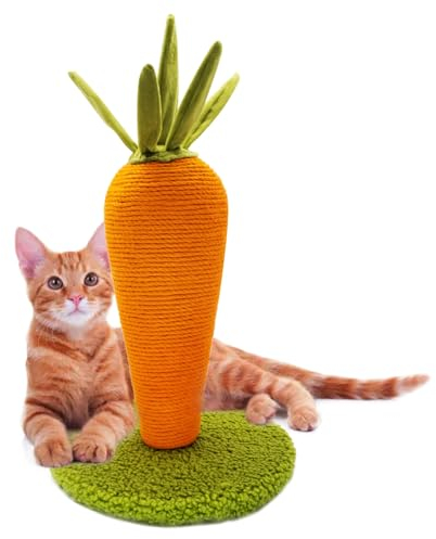 LIFLIX Kratzsäule für Katzen, 42cm Karotte Kratzbaum Klein, Natursisal Kratzstamm für Katzen Indoor