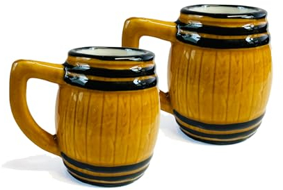 Carlso Witziger Keramikkrug, Weihnachten und Party (Bierfass, 6 Stück)