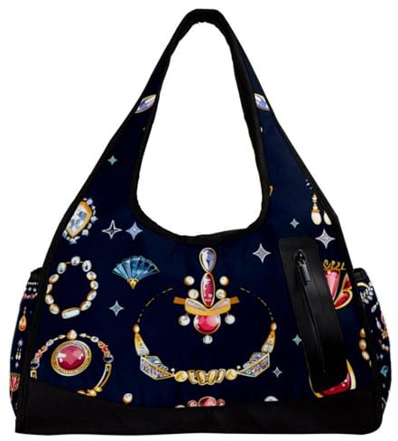 Duffle Bag, Duffle Bag for Men, Gym Bags for Women, Overnight Weekender Bag, Cube Pattern Pink Grey Gold, Muster 84, 47x16.5x27cm(18.5x6.5x10.6in)