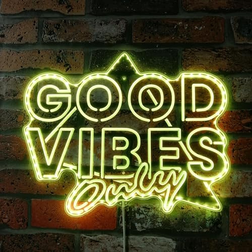 ADVPRO Good Vibes Only RGB Dynamisches Glam LED Schild - Zugeschnittene Kantenform - Intelligente 3D Dekoration - Mehrfarbige Beschilderung st06s86-fnd-i0234-c