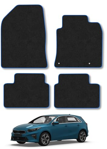 Fits Kia Ceed (2018-2026) [Manual] Carpet Car Mats | Blue Edge Trim Tailored Fit Floor Mats Full Coverage Protection Accessories Easy Clean Anti Slip Made in the UK