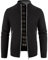 NANAMEEI Pullover Herren V-Kragen Knopfleiste Strickjacke Cardigan Schalkragen Grobstrick Strickjacken Schwarz XL