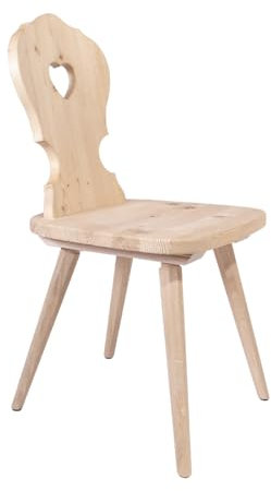 4betterdays.com NATURlich leben! Bauernstuhl Zirbe unbehandelt - Massivholz | B 41 x T 38 x H 87 cm | Handwerk aus Südtirol - Stuhl mit Herz - Landhausstuhl Holz