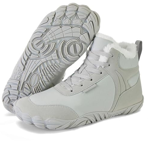 Mishansha Scarpe Invernali Barefoot Uomo Donna Stivali Neve Comode Caldo Stivaletti Inverno Antiscivolo Flessibile Scarponcini con Imbottitura Calda, Verde Grigiastro 41EU