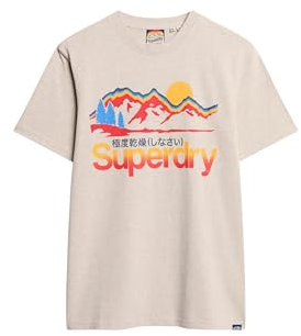 Superdry T-shirt graphique Great Outdoors pour homme, Lavin beige chiné, XXL