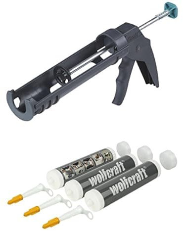 Bundle of wolfcraft MG 100 Caulking Gun I 4351000 I Standard Press for Hobby and Household use + wolfcraft Empty Cartridge I 4044000 I for self-Mixed Joint sealants