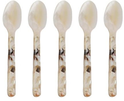 WNDUOKXH Cucchiaio da Gelato all'uovo da 5 Pezzi Cucchiaio da Caviale in Madreperla squisita per Gelato all'uovo al Caviale Cucchiaio Rocher in ABS, B