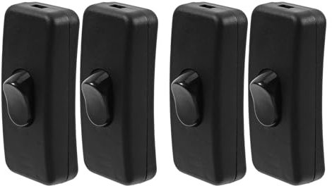 Leloco Lot de 4 interrupteurs à cordon, 6 A 250 V, interrupteur à câble, interrupteur intermédiaire, câble d'alimentation 2 et 3 fils, pour tous les types de lampes électriques, lampes de table (noir)