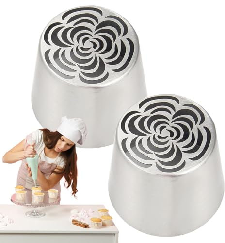 Cake Decorating Nozzles, Stainless Steel Piping Tips, Floral Rose Shape, Easy-To-Use, Dishwasher Safe, Baking Cupcake Decoration, 2.19x1.75x1.73 Inches