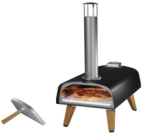BOSKA Horno de pizza al aire libre Pro Pellet – Horno portátil para pizza de pellets – Pizza en 90 segundos – Pellets de madera – Cocina al aire libre – Incluye abrebotellas y piedra para pizza