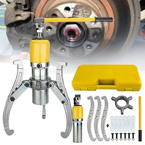 ZQYPENOZ Estrattore Idraulico per mozzi Ruota, estrattore Idraulico per Ingranaggi, 15T, con pressa idraulica Manuale a 3 Griffe, puleggia, Cuscinetto, mozzo, Motore, separatore.