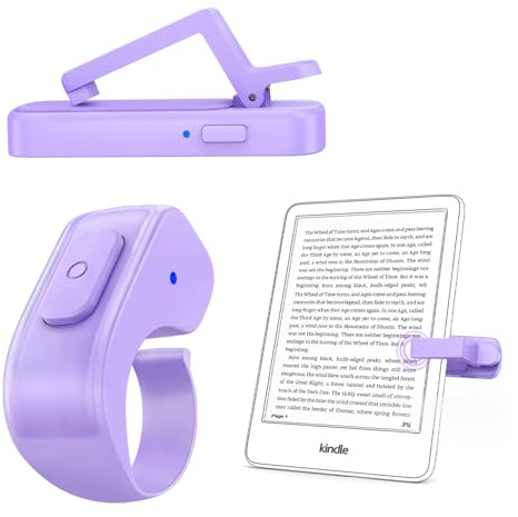 Anneau tourneur de page pour liseuses Kindle Paperwhite Oasis Scribe Kobo, appareil photo, caméscope, tourne-page pour iPad, iPhone, tablettes avec sac de rangement Violet