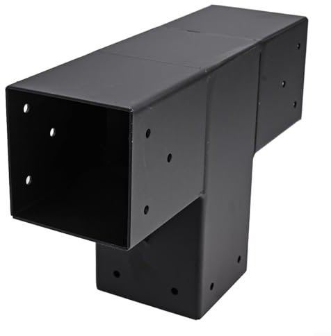 Gdfnmogo Kit de support de pergola, 3 positions d'angle à angle droit, structure de jardin en plein air pour poteau en bois de 4 x 4, assemblage en acier au carbone (2 pièces)