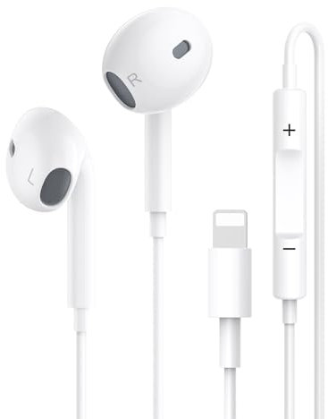 In-Ear-Kopfhörer für iPhone - HiFi-Stereo, kabelgebunden, L-ightning-Ohrhörer mit Geräuschisolierung, integriertem Mikrofon und Lautstärkeregler, kompatibel mit iPhone 14/14 Plus/14 Pro/14 Pro Max/13