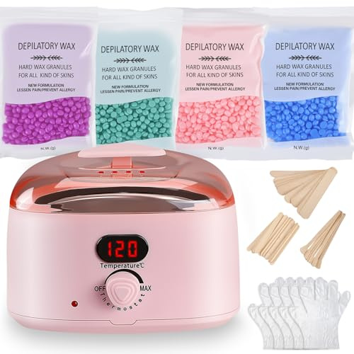 Waxing Set Wachswärmer Digital, Warmwachs Haarentfernung Gerät, Wachs Maschine für Heimsalon,wax maschine für Women Men mit 30 Wachsstäbchen Handschuhe