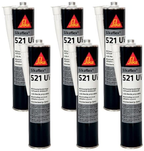 Sika - Sikaflex 521 UV, Bianco - Sigillante resistente agli agenti atmosferici - Per interno ed esterni - Privo di isocianati - 300ml (Confezione da 6)