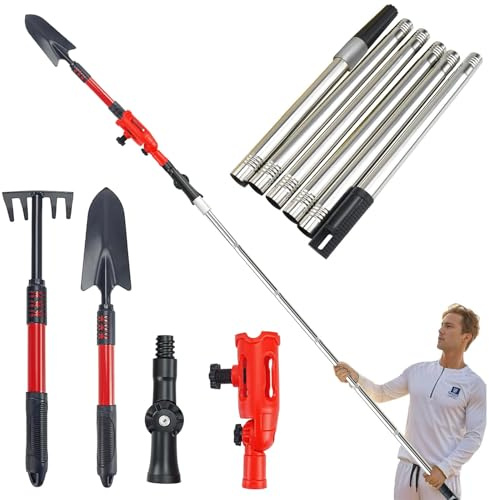 Brosse Telescopique de Nettoyage Gouttière,Perche Telescopique Nettoyage,Outil De Nettoyage De Protection De Toiture Facile à Enlever Les Feuilles,Perche Nettoyage Toiture angle réglable à 360 °