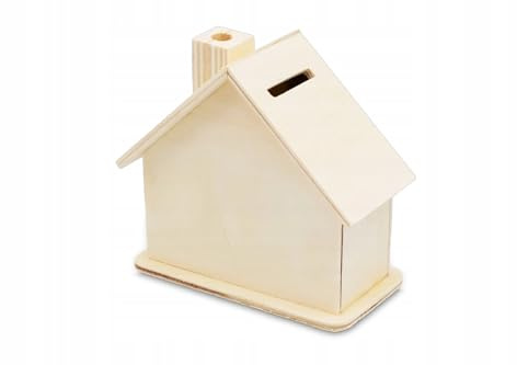 Wooden World – Holz-Spardose in Hausform: Spare Geld mit unserer Geldbox – Ideal für DIY-Bastelarbeiten – 10,5 x 11 x 6 cm