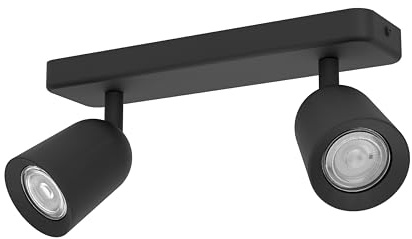 Eglo Spotlight bar Camaldoli, Kitchen Light Fitting with 2 Flexible Spots | ceiling lamp living room made of black steel, GU10 socket