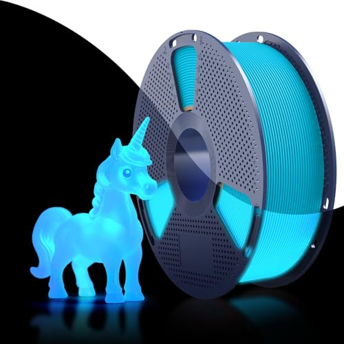 SUNLU PETG Glow in The Dark Filament 1.75 mm Leuchtend Blau 1KG | Glow 3D Drucker Filament Leuchtend PETG, Hohe Helligkeit und Langzeit 1KG Spule (2,2 lbs), Maßgenauigkeit +/- 0,02mm