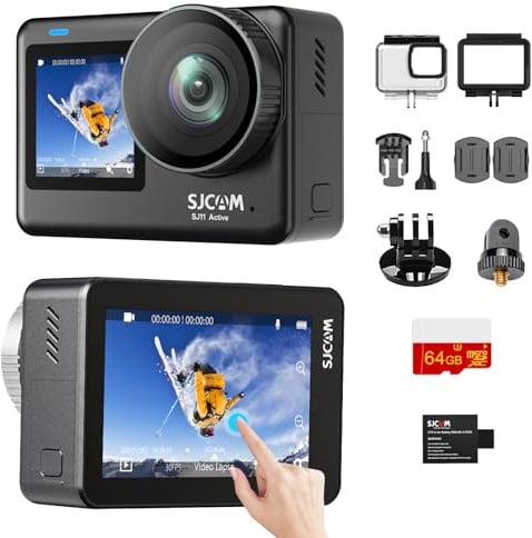 SJCAM SJ11 4K30FPS Action Cam, 2.4G/5G WiFi Telecamera Supporto Telecomando,2.33'' Schermo tattile 154° FOV con stabilizzazione 6-aixs, Corpo 5M impermeabile fotocamera subacquea con 64G SD Card