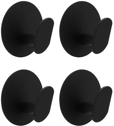 Adurei Handtuchhalter ohne Bohren 4 Stück Selbstklebend Runde Wandhaken Edelstahl Handtuchhaken Klebehaken Kleiderhaken Türhaken für Küche und Badzimmer, Schwarz