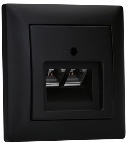 Busch-Jaeger balance SI Cat.6A Netzwerkdosen-Set 1-fach Schwarz matt | Rutenbeck UAE-Cat.6A iso-8/8 UP Netzwerkdose mit Zentralscheibe und 1721-915 Abdeckrahmen 1-fach, Schwarz matt