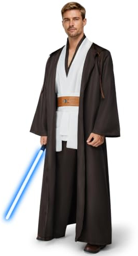 Beeoecm jedi-Kostüm Herren, jedi-Robe Herren Set jedis-Outfit Erwachsene jedis-Kleidung Erwachsene mit Blau Lightsaber, Kapuzenumhang und Mittelalter Tunika für Halloween, Karneval