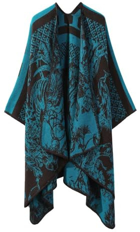 TYLXQH Poncho Damen, Wärmeschal-Umhang Cape Wolle Kaschmir Schulteroberteil Pullover Schal Wintercardigan Pullover Offener Poncho (B2)