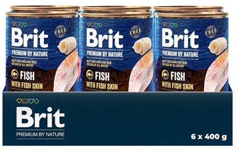 Brit Premium Nassfutter für Hunde, Fisch mit Fischhaut, 6 x 400 g | Nassfutter mit Fisch, weiche Pasteten-Textur, unwiderstehlich lecker, fördert Haut- & Fellgesundheit, leicht verdaulich