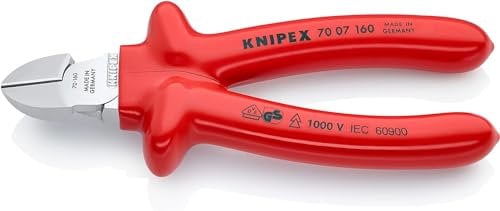 Knipex Tronchese Laterale per Meccanica Cromata, Isolati ad Immersione, Collaudati Vde 160 Mm 70 07 160