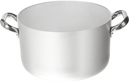Pentole Agnelli Alma10422, Casseruola Alta In Alluminio Con 2 Maniglie In Acciaio, Alluminio Professionale 3Mm, Diametro 22 Cm, Argento