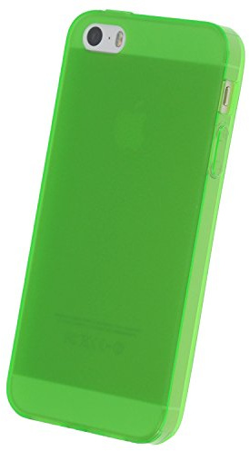 doupi PerfectFit Schutzhülle für iPhone 5 5S SE, Staubschutz eingebaut mit Staubstöpseln Matt Clear Design TPU Schutz Hülle Silikon Schale Bumper Case Schutzhülle Cover, grün