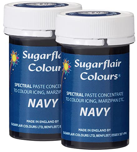 Sugarflair Spectral Navy Blue Food Colouring Paste, Highly Concentrated for Use with Sugar Pastes, Buttercream, Royal Icing or Cake Mix, Vibrant Colour Dye - 25g (Pack of 2)