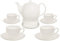 Buchensee Kaffeeservice aus Fine Bone China Porzellan. Tee- / Kaffeekanne in fein-cremigem Weiß mit 1,5l Füllvolumen, 4 Kaffeetassen, 4 Unterteller und Stövchen.