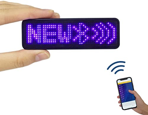 VBLab LED-Namensschild, kabellos, Bluetooth, aufladbar, LED-Namensschild blau