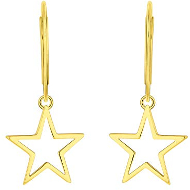 JO WISDOM Damen Ohrhänger Stern Silber 925, Ohrringe Hängende mit Gelbgold überzogen Schmuck für Frauen,Schmuck für Frauen