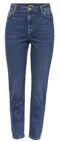 PIECES Damen Pckesia Mom Hw ANK JNS Db327-vi Noos Bc Jeans, Dark Blue Denim, XL EU